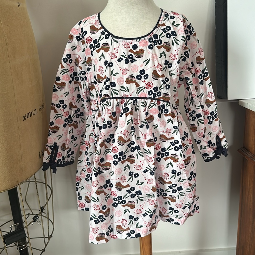Hanna Andersson dress folk birds print cotton top 140cm US 8-10